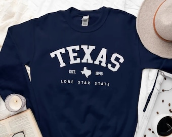Texas Sweatshirt, Cozy TX Sweater Lone Star State with Map Unisex