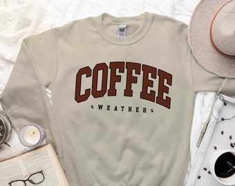 Sweat météo café, pull café confortable, col rond amateur de café unisexe