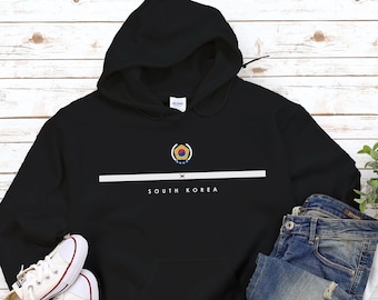 South Korea Hoodie, Country Logo with Flag Sweatshirt, Coat of Arms of Korea Pullover