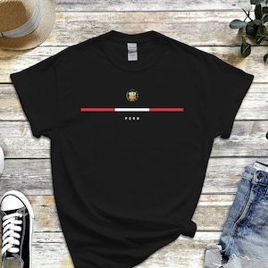 Chemise du Pérou, logo du pays avec t-shirt drapeau, armoiries du Pérou, t-shirt Cool Comfort du Pérou