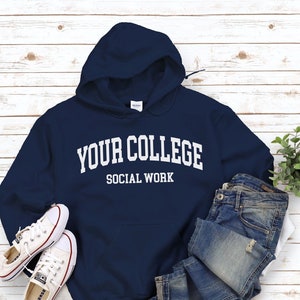Felpa con cappuccio personalizzata per il college di lavoro sociale, felpa personalizzata per la facoltà della scuola di lavoro sociale, università del programma di lavoro sociale