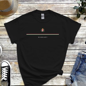 Chemise Hongrie, t-shirt avec logo du pays et drapeau, armoiries de la Hongrie, t-shirt cool confort Hongrie