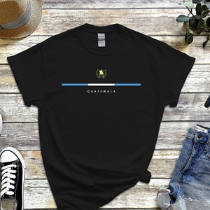 T-shirt Guatemala, logo du pays avec drapeau, chemise ras du cou cool et confortable avec blason