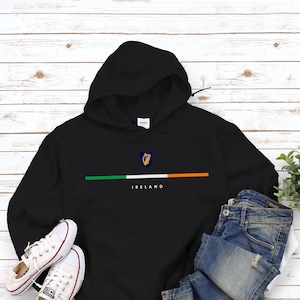 Sudadera con capucha de Irlanda, logotipo del país con bandera irlandesa, escudo de armas de Irlanda