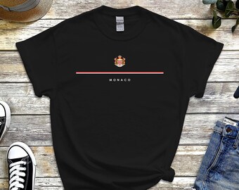 Monaco Shirt, Country Logo with Flag Tshirt, Coat of Arms of Monégasque Tee