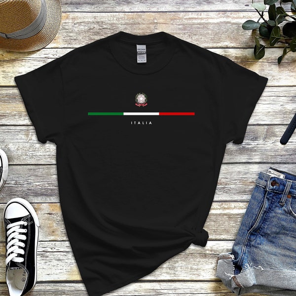 Italia Shirt, Country Logo with Flag Tshirt, Coat of Arms of Italy, Italia Cool Comfort Tee