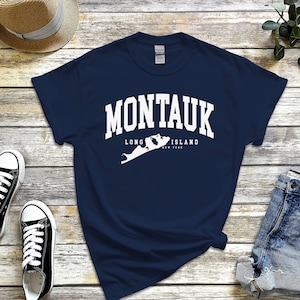 Montauk Shirt, Cozy Montauk Long Island Tshirt, Holiday Vacation Trip Montauk Map New York Tee