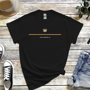 Chemise Colombie, Logo du pays avec t-shirt drapeau, Armoiries de la Colombie, Tee-shirt Colombie Cool Comfort