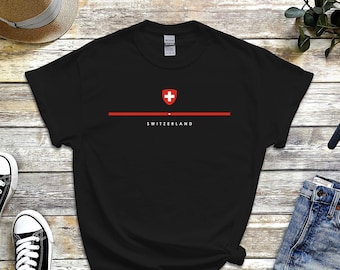 Switzerland Shirt, Country Logo with Flag Tshirt, Coat of Arms of Swiss Tee