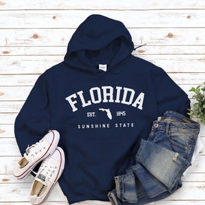 Florida hoodie, gezellig FL sweatshirt Sunshine State met kaart, unisex
