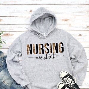 Nursing Assistant Hoodie Sweatshirt, Cool Leopard style Sweater for CNA Certified Nursing Assistants, Gift for CNA Nurse Pullover S-5XL