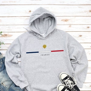 Sudadera con capucha de Francia, logotipo del país con sudadera con bandera, escudo de armas de Francia, jersey acogedor unisex