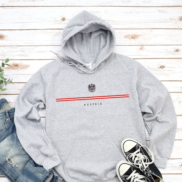 Austria Hoodie, Country Logo with Flag Sweatshirt, Coat of Arms of Österreich Pullover