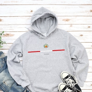 Pull à capuche du Pérou, logo du pays avec sweat-shirt drapeau, armoiries du Pérou, pull Pérou Cool Comfort