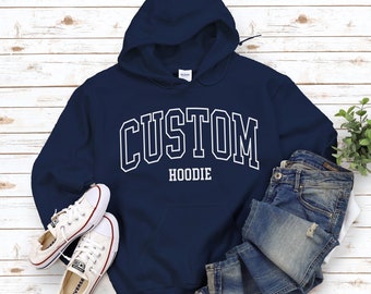 Custom Hoodie, College Letters Sweatshirt, Personalized University Pullover Outlined style