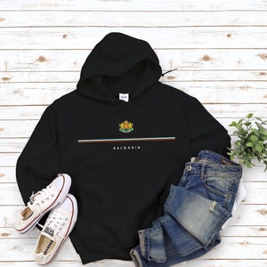 Bulgaria Hoodie, Country Logo with Flag Sweatshirt, Coat of Arms of Bŭlgariya Pullover