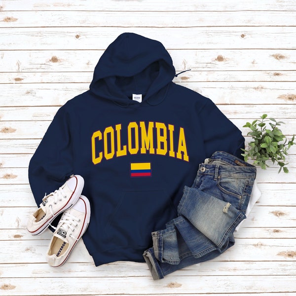 Sweat-shirt à capuche Colombie, pull Comfort Colombia Flag, pull Cool Colombia