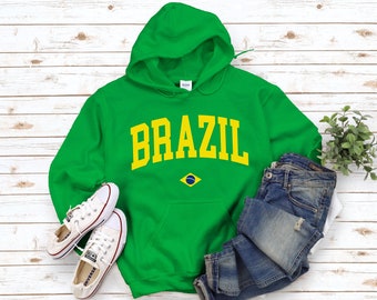 Sudadera con capucha de Brasil, suéter Cool Comfort Brasil, país capital de  América del Sur, talla de jersey de Brasil S-5XL Unisex