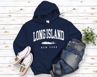 Long Island Hoodie Sweatshirt, Comfort Long Island Map Sweater, New York Long Island Hoodie Pullover Pocket S-5XL Unisex