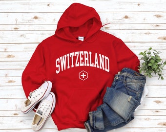 Switzerland Hoodie Sweatshirt, Cool Comfort Switzerland Sweater, Switzerland Flag Swiss Pullover S-5XL Unisex
