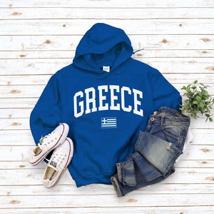 Greece Hoodie Sweatshirt, Cool Comfort Greece Sweater, Greek Hellenic Republic Pullover with Flag S-5XL Unisex