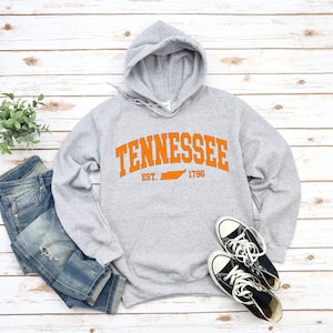 Felpa con cappuccio vintage del Tennessee, felpa accogliente in stile Tennessee Map College, pullover del Tennessee