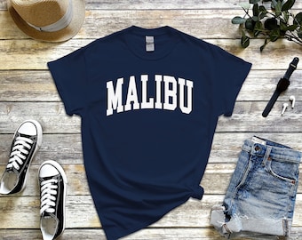 T-Shirt Uomo Malibu Boats - Design Linea Barche - Bianca 100% Cotone - Nuova