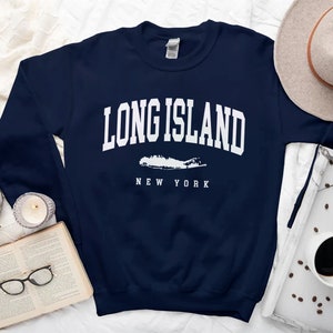 Sweat Long Island, pull Long Island Map confortable, pull à col rond Long Island New York