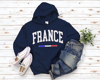 France Hoodie, Cool France Sweatshirt, France Flag, Custom Personalized Pullover S-5XL Unisex
