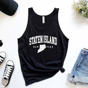 Staten Island Tank, Comfort Staten Island Map Tanktop, New York Staten Island XS-2XL Unisex