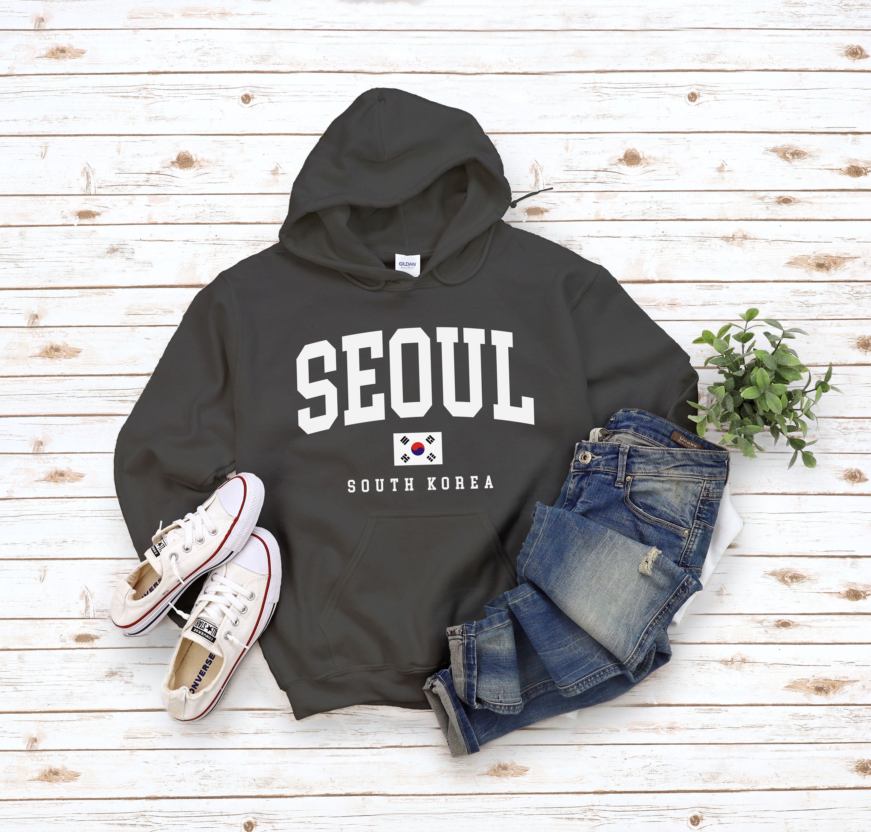 2000ARCHIVES★韓国★男女兼用★人気★ SOUVENIR SEOUL HOODIE Seoul Hoodie, Center Flag Seoul Sweatshirt, Vacation Holiday