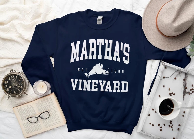 Martha's Vineyard Sweatshirt, Comfort Marthas Vineyard Island Sweater, Martha's Vineyard Island Shirt Crewneck Navy