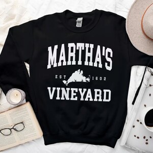 Martha's Vineyard Sweatshirt, Comfort Marthas Vineyard Island Sweater, Martha's Vineyard Island Shirt Crewneck Black
