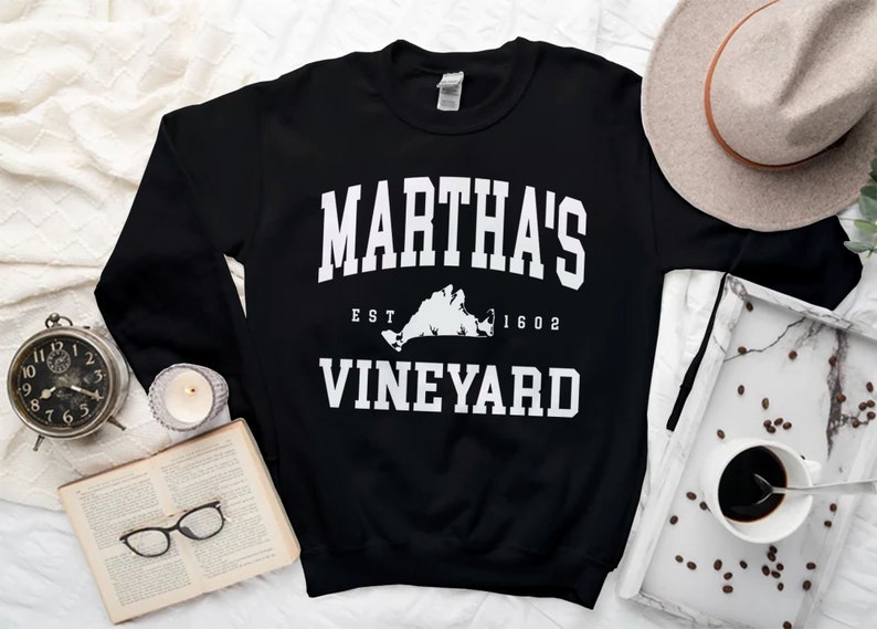 Martha's Vineyard Sweatshirt, Comfort Marthas Vineyard Island Sweater, Martha's Vineyard Island Shirt Crewneck Black