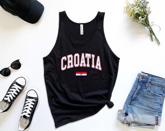 Croatia Tank, Cool Comfort Croatia Tanktop, Croatia Shirt with Flag XS-2XL Unisex