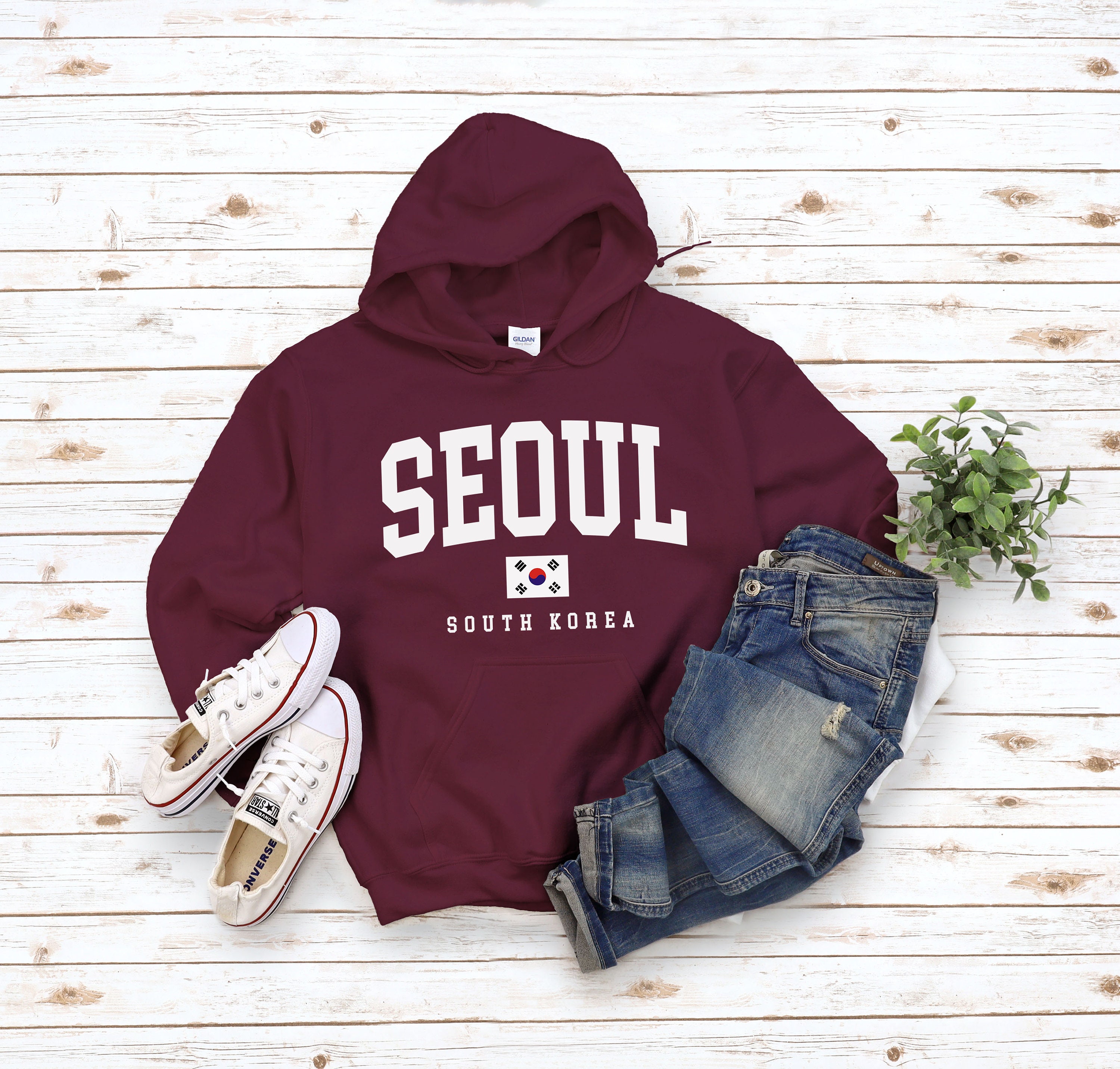 2000ARCHIVES★韓国★男女兼用★人気★ SOUVENIR SEOUL HOODIE Seoul Hoodie Sweatshirt, Seoul Sweater South Korea Flag