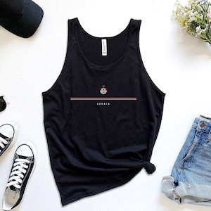 Serbia Tank, Country Logo with Flag Tanktop, Cool Comfort Coat of Arms Srbija  Unisex