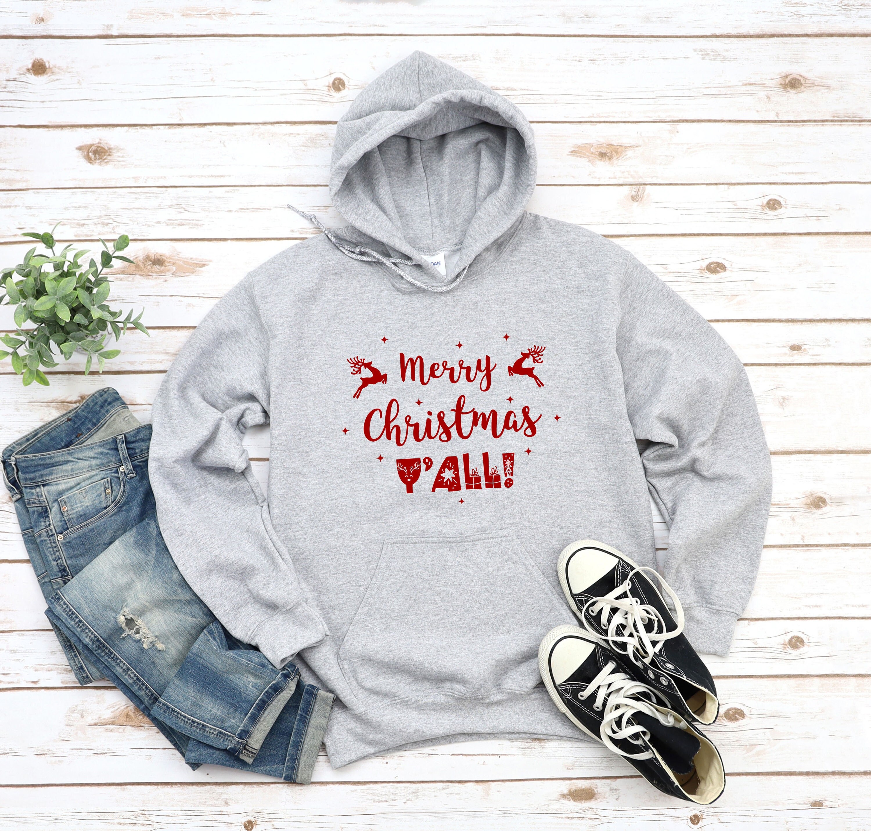 Merry Christmas Yall Hoodie, Xmas Gift Merry Christmas Y'all