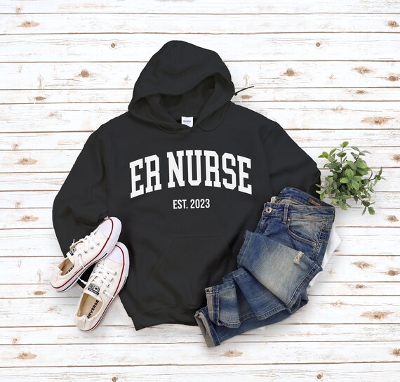 Custom ER Nurse Hoodie Sweatshirt Cool Comfort ER Nurse Est - Etsy