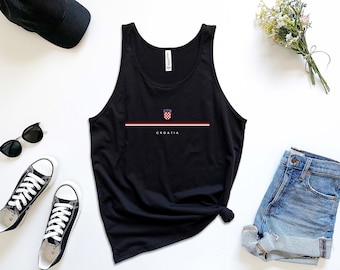 Camiseta regata Croácia, logotipo do país com bandeira, camisa confortável e estilosa, tamanho XS-2XL, unissex