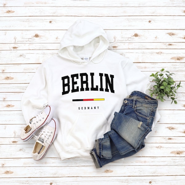 Berlin Hoodie Sweatshirt, Cool Comfort Berlin Sweater, Berlin Germany Flag Country Hooded Pullover S-5XL Unisex size