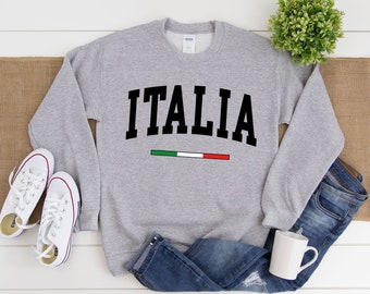 Italia Sweatshirt, Cool Italy Sweater, Pizza Country Italiano Flag, Custom Personalized Crewneck S-3XL Unisex