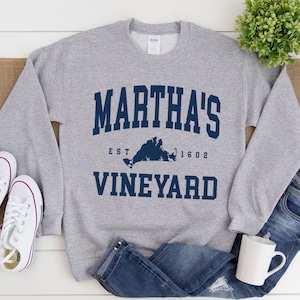 Martha's Vineyard Sweatshirt, Comfort Marthas Vineyard Island Sweater, Martha's Vineyard Island Shirt Crewneck Sport Grey