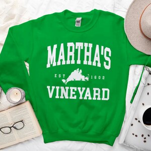 Martha's Vineyard Sweatshirt, Comfort Marthas Vineyard Island Sweater, Martha's Vineyard Island Shirt Crewneck Irish Green