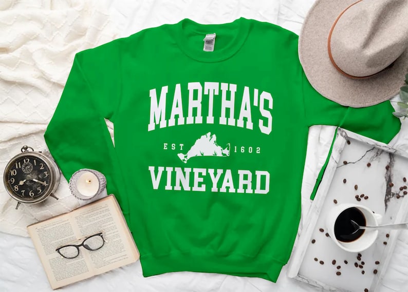 Martha's Vineyard Sweatshirt, Comfort Marthas Vineyard Island Sweater, Martha's Vineyard Island Shirt Crewneck Irish Green
