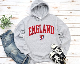 England Hoodie Sweatshirt, Cool Comfort England Sweater, English United Kingdom Pullover S-5XL Unisex