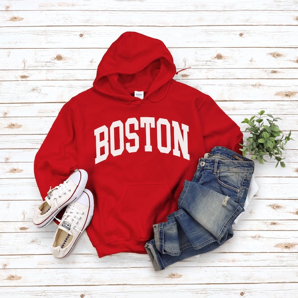 Boston Hoodie, College Style Boston Sweatshirt, Cozy Boston Pullover Unisex size S-5XL