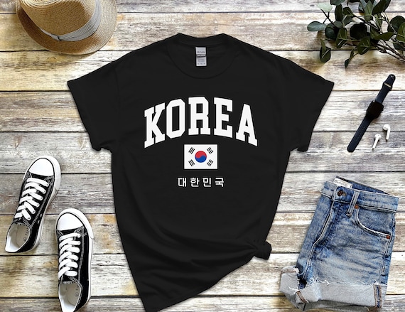 OFF-WHITE 韓国国旗 Tシャツ 韓国シャツ、着心地の良い韓国Tシャツ、ハングル文字の韓国国旗Tシャツ