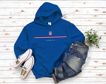 Felpa Con Cappuccio Uomo Mappa Croazia – Grigio, Taglia L, Cotone E Poliestere, 280 G/m², Casual