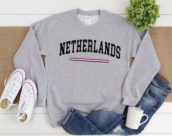 Netherlands Sweatshirt, Cozy Dutch Sweater, Netherlands Flag, Custom Personalized Crewneck S-3XL Unisex